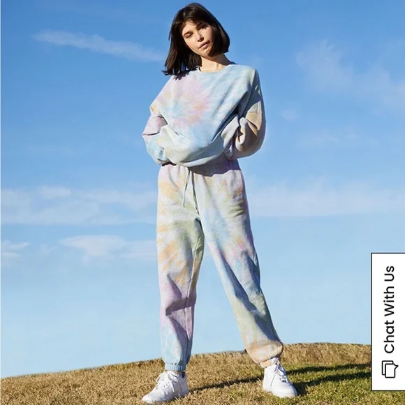 PACSUN PAC SUN Trippy Tie Dye Rainbow Sweat Pants Sweatpants | XS | Gray - Picture 3 of 8